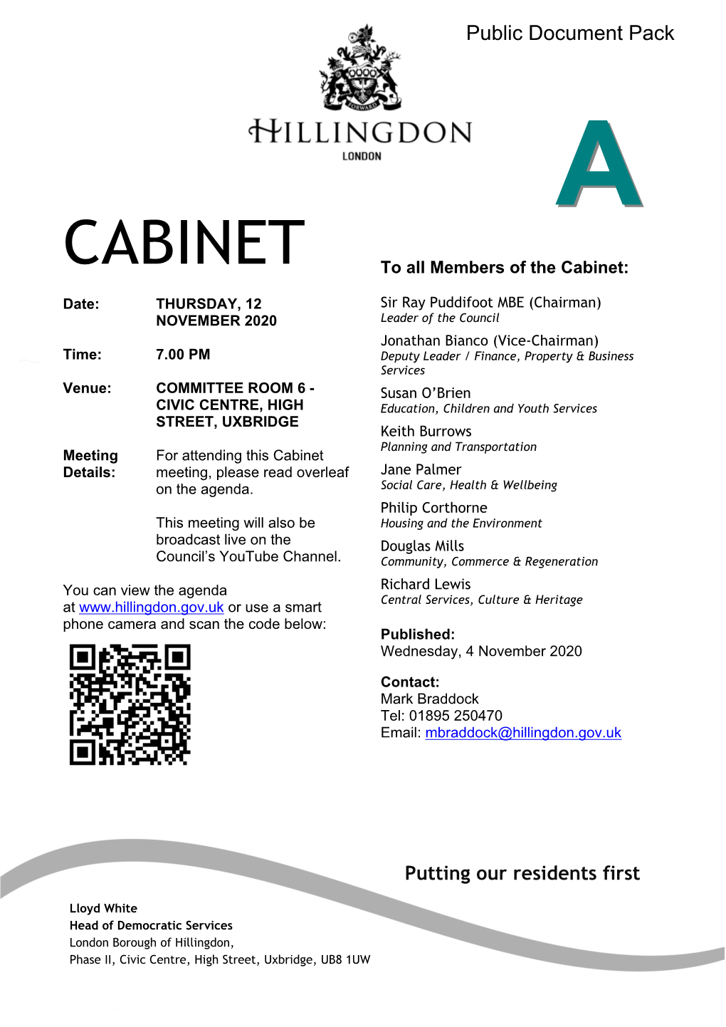 (Public Pack)Agenda Document for CABINET, 12/11/2020 19:00