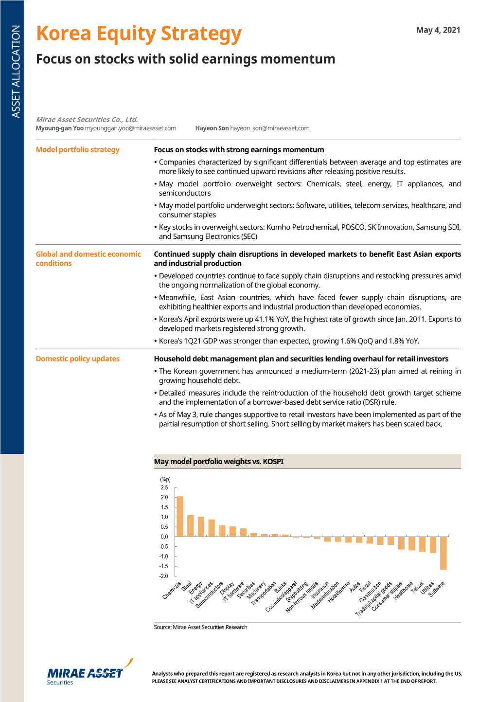 Korea Equity Strategy Focus on Stocks with Solid Earnings Momentum