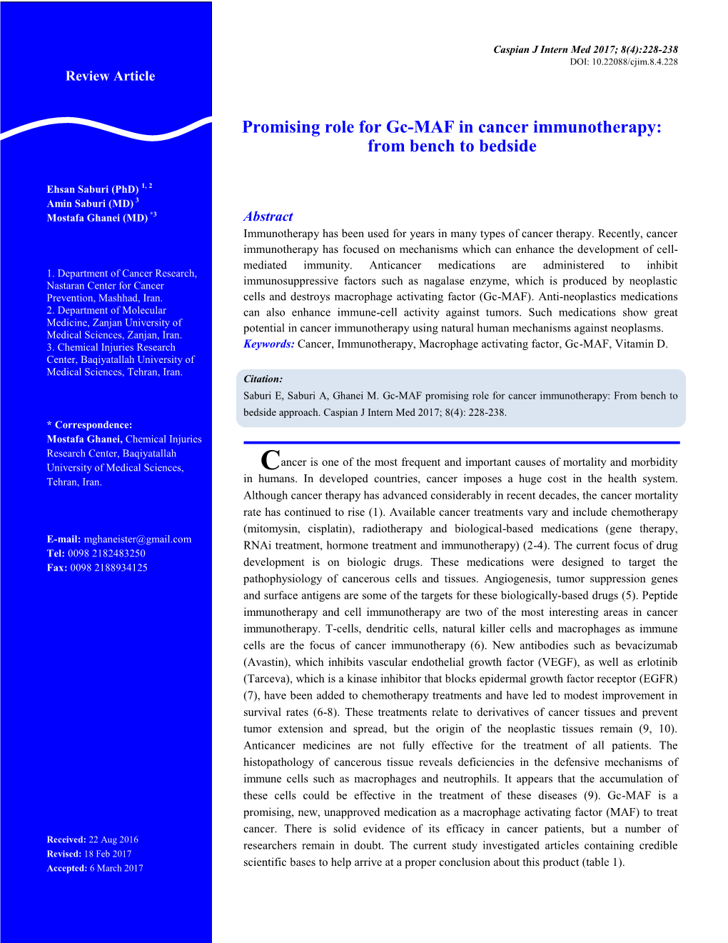 Promising Role for Gc-MAF in Cancer Immunotherapy: from Bench to Bedside