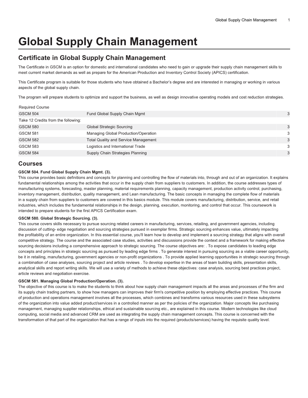 Global Supply Chain Management 1