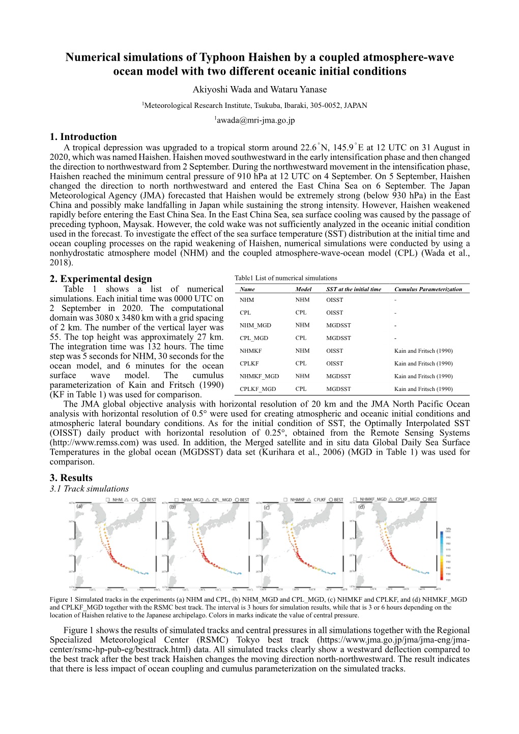 Numerical Simulations of Typhoon Haishen by a Coupled