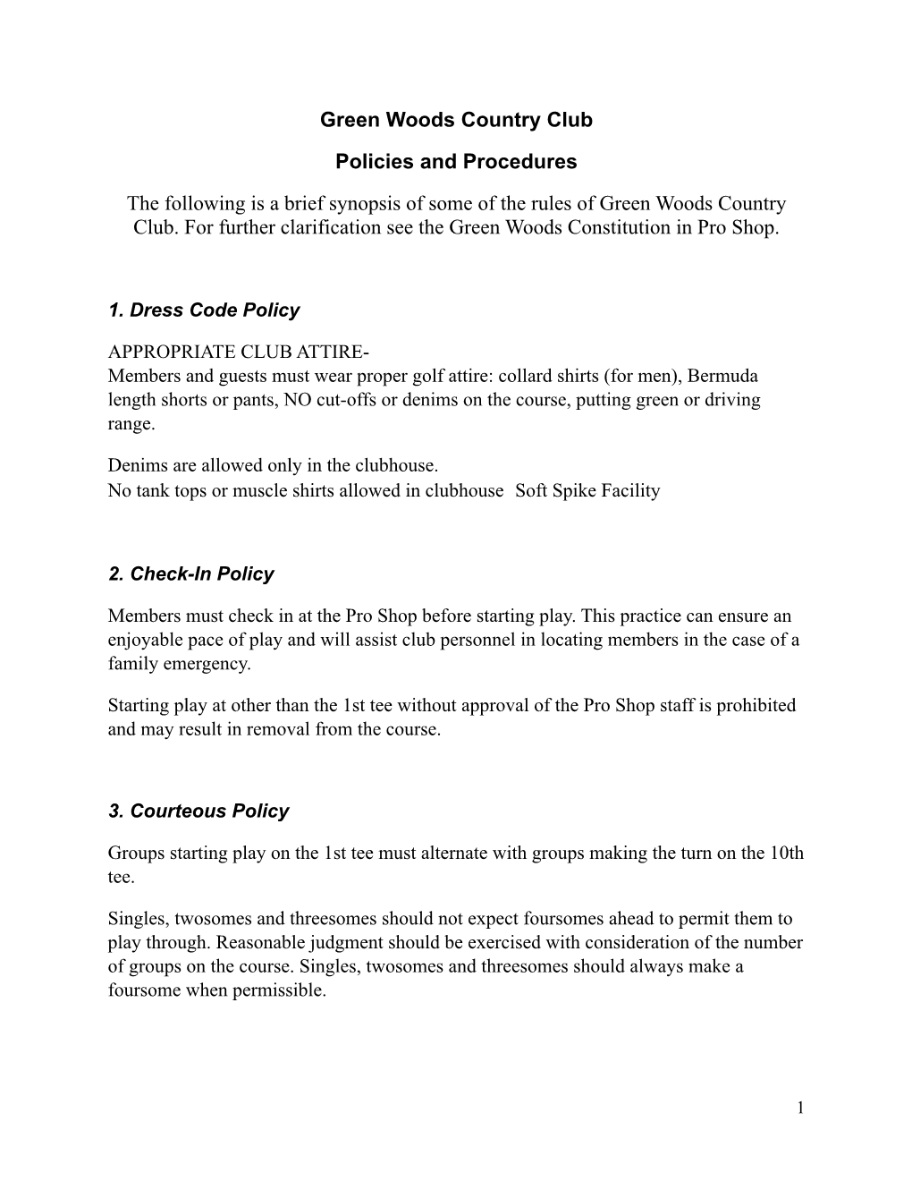 GWCC Policies