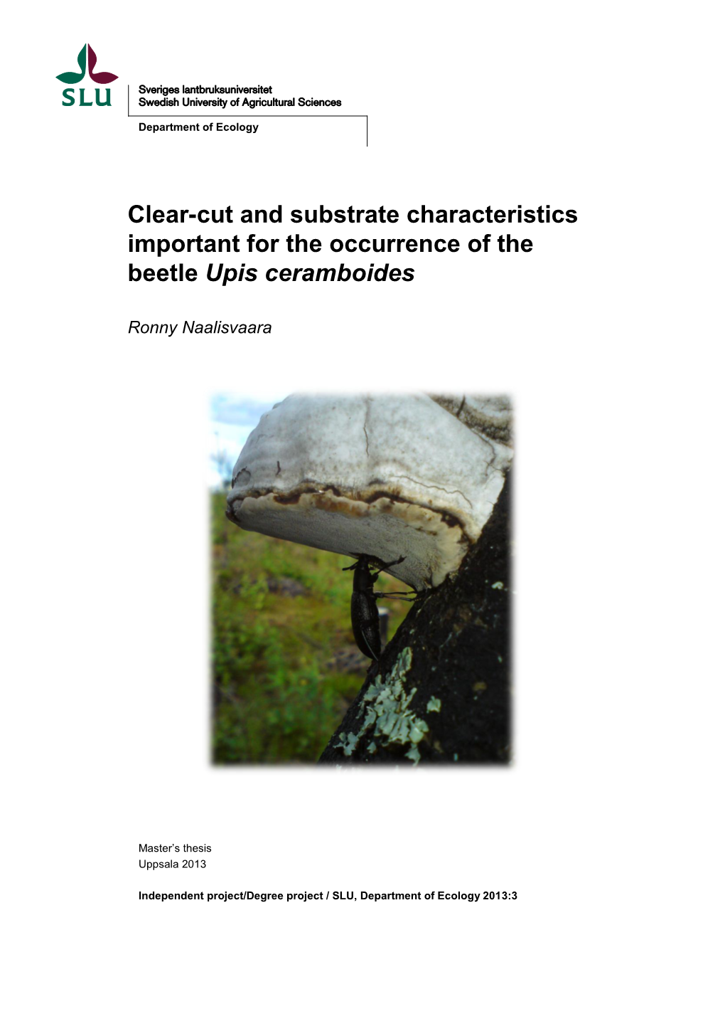 Clear-Cut and Substrate Characteristics Important for the Occurrence of the Beetle Upis Ceramboides