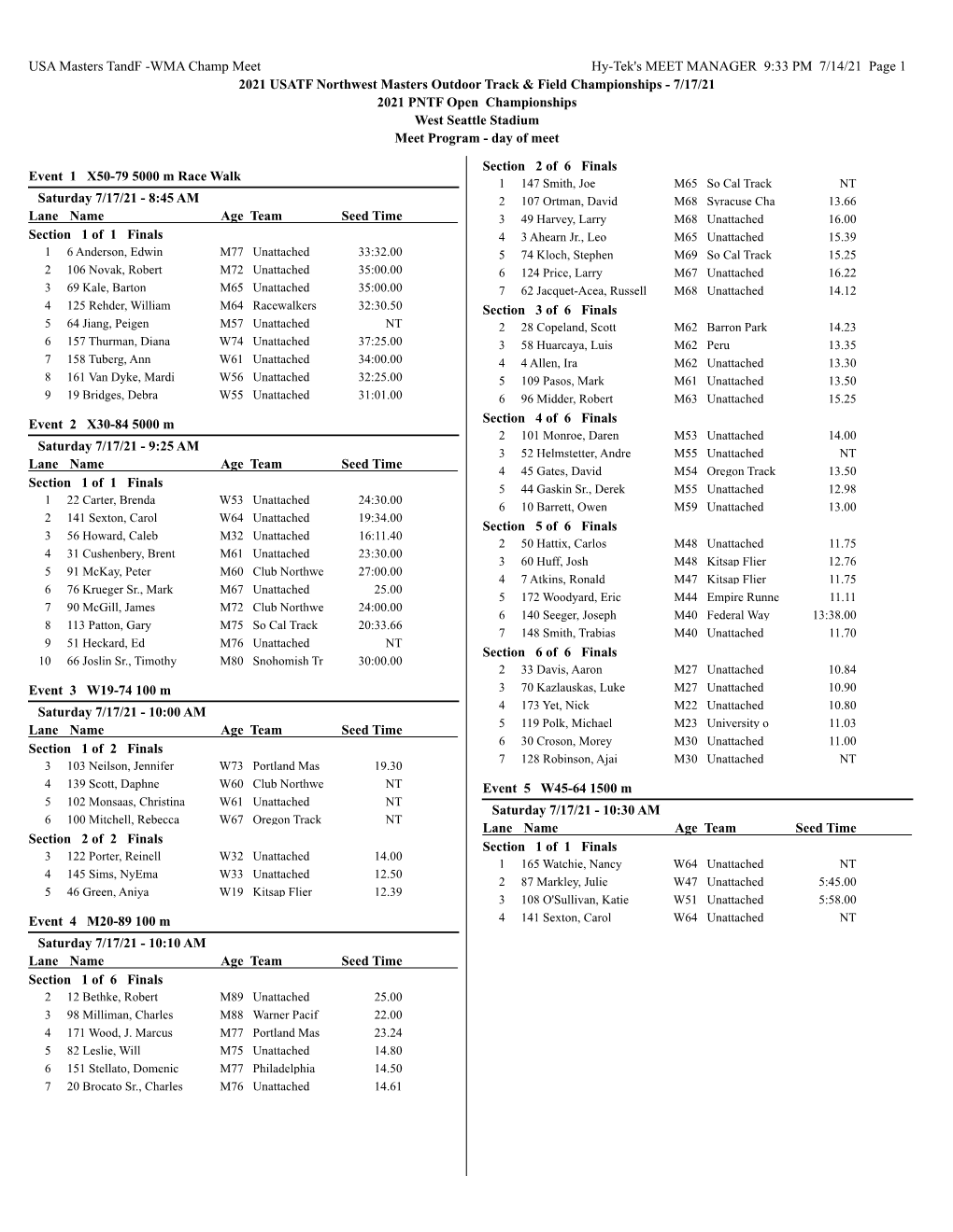 WMA Champ Meet Hy-Tek's MEET MANAGER 9:33 PM 7/14/21 Page 1