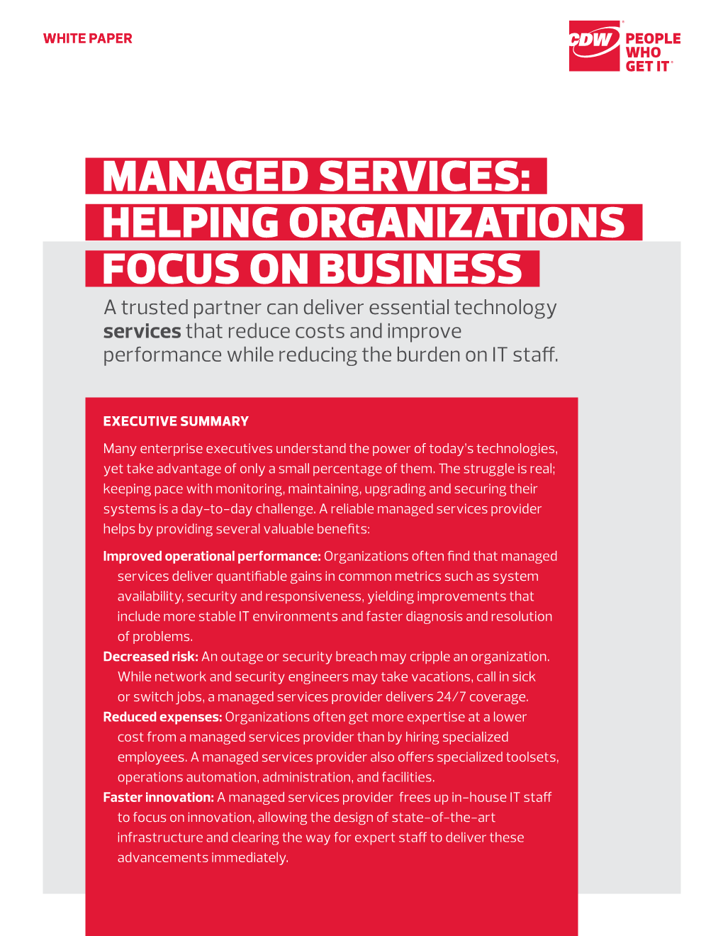 Managed Services: Helping Organizations Focus On