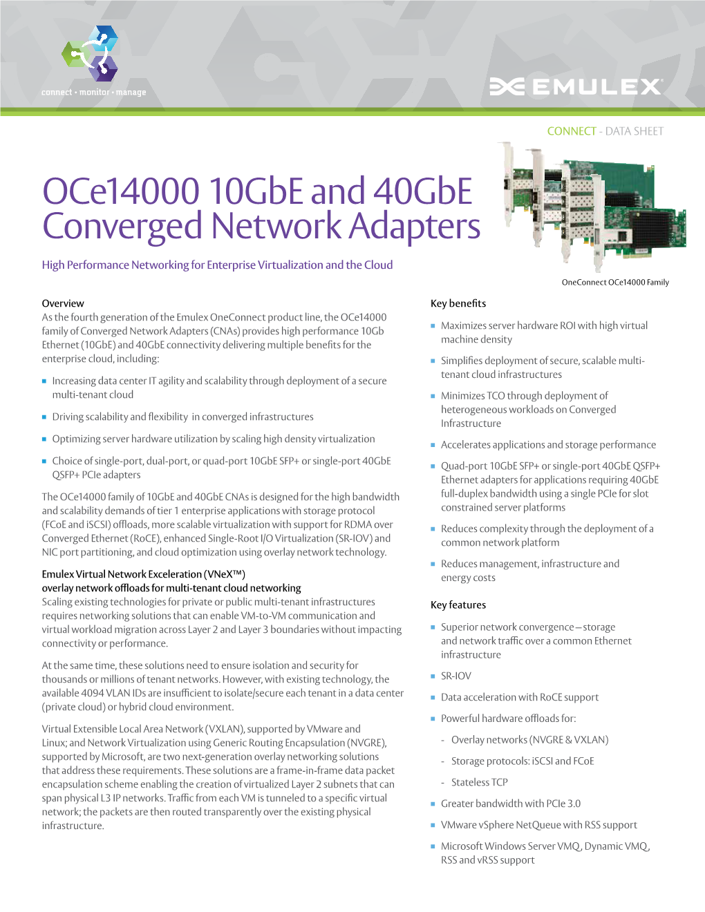 Oce14000 10Gbe and 40Gbe Converged Network Adapters And