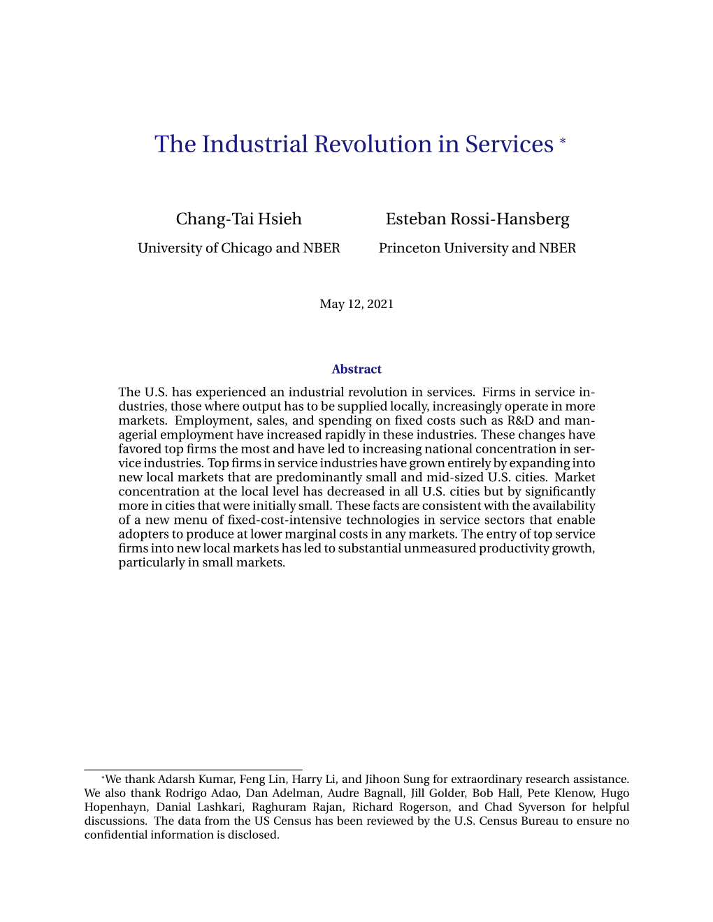 The Industrial Revolution in Services *