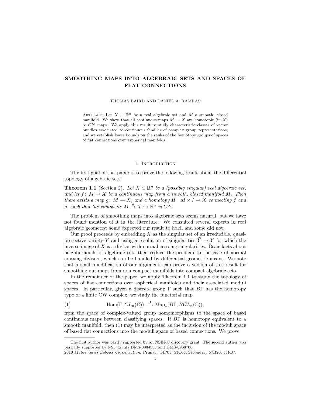 Smoothing Maps Into Algebraic Sets and Spaces of Flat Connections