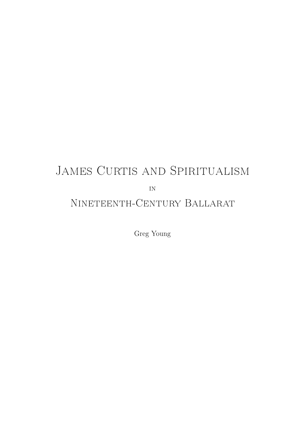 James Curtis and Spiritualism in Nineteenth-Century Ballarat