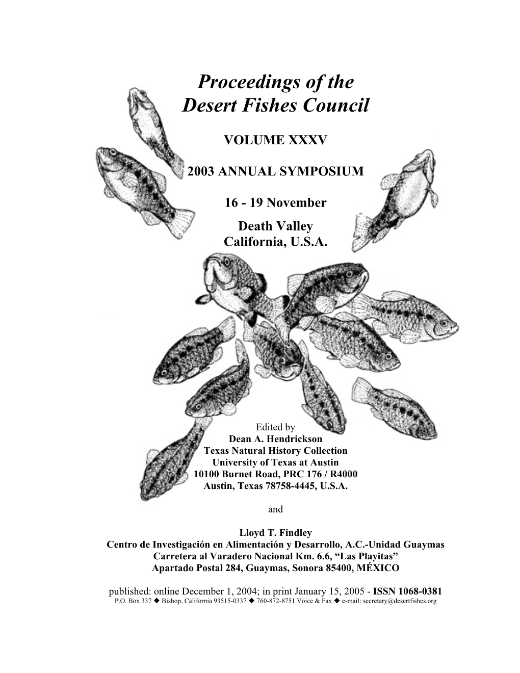 Proceedings of the Desert Fishes Council 2003