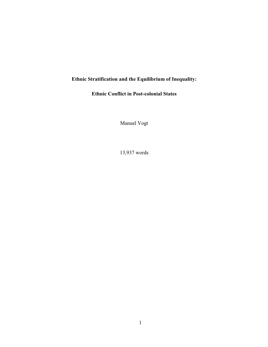 1 Ethnic Stratification and the Equilibrium of Inequality: Ethnic