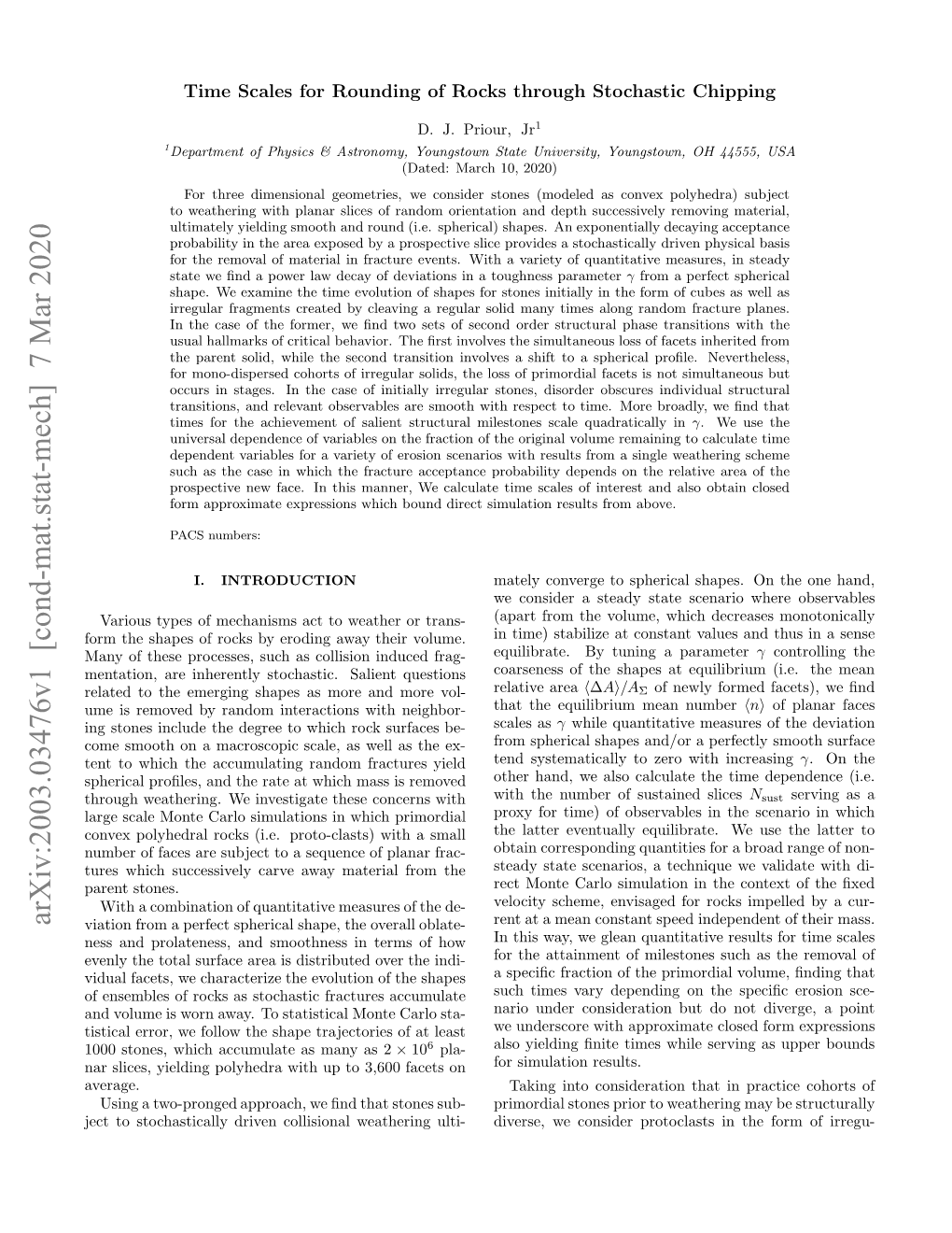 Time Scales for Rounding of Rocks Through Stochastic Chipping