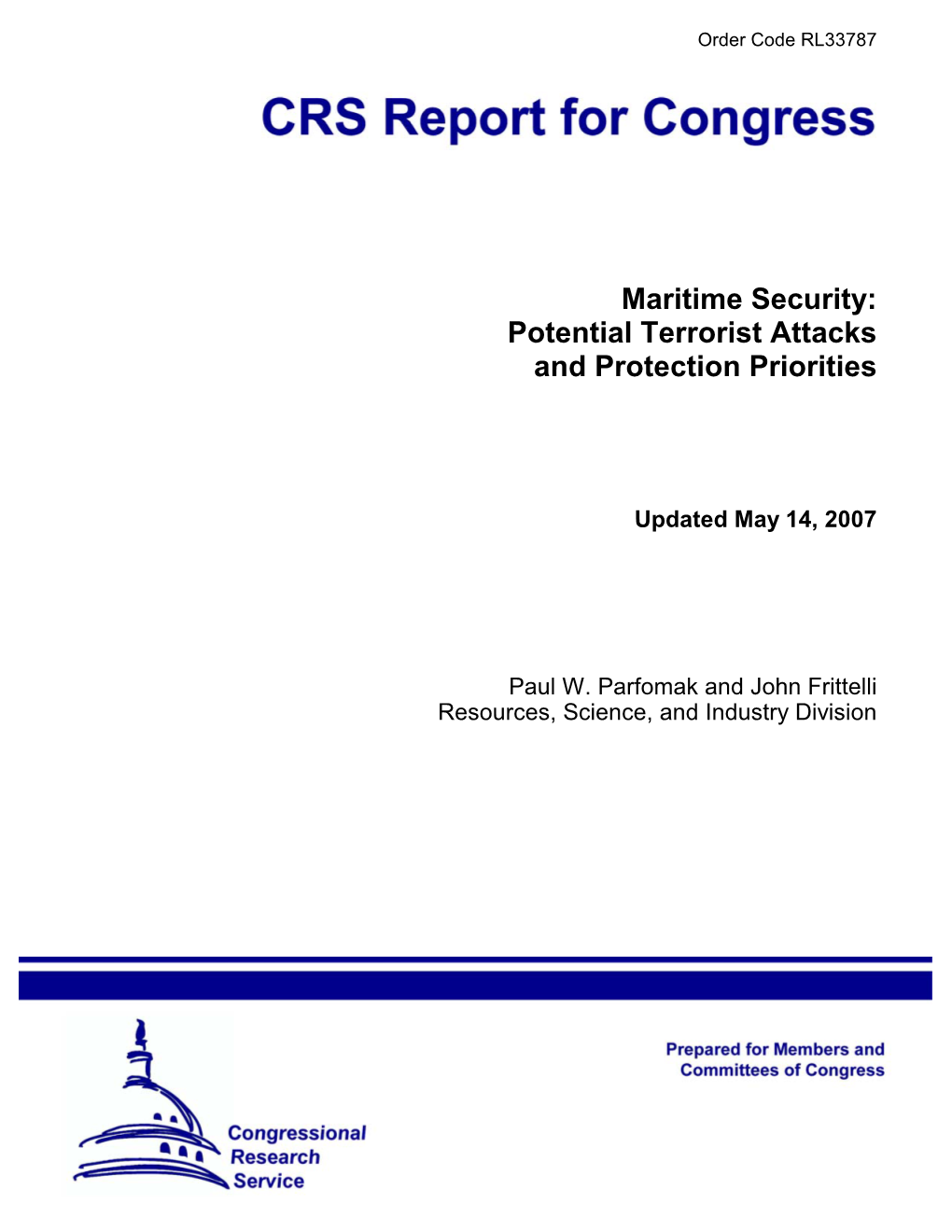 Maritime Security: Potential Terrorist Attacks and Protection Priorities