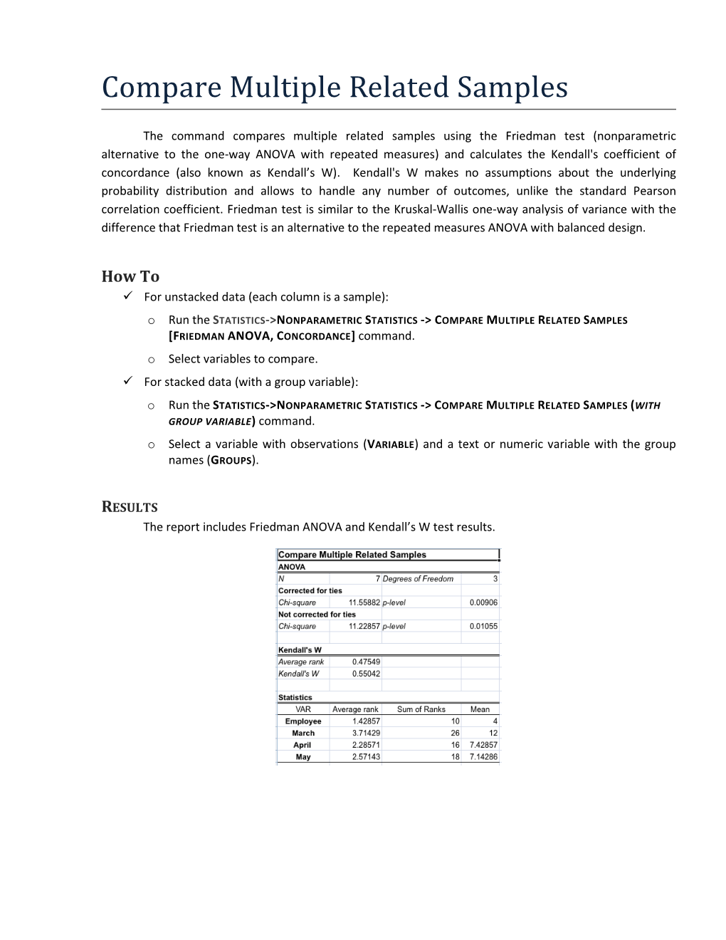 Compare Multiple Related Samples