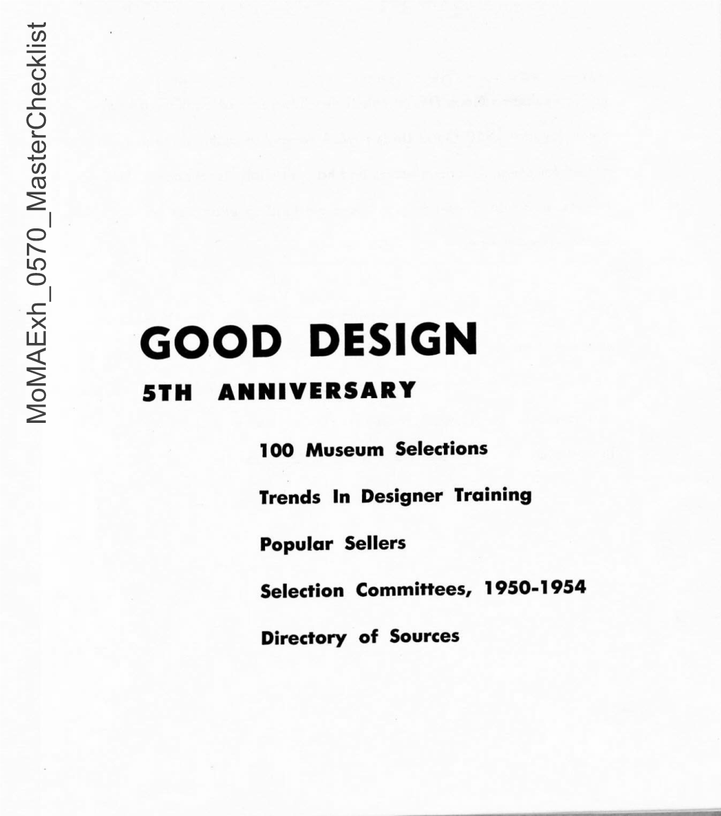 GOOD DESIGN 5TH ANNIVERSARY Momaexh 0570 Masterchecklist 100 Museum Selections