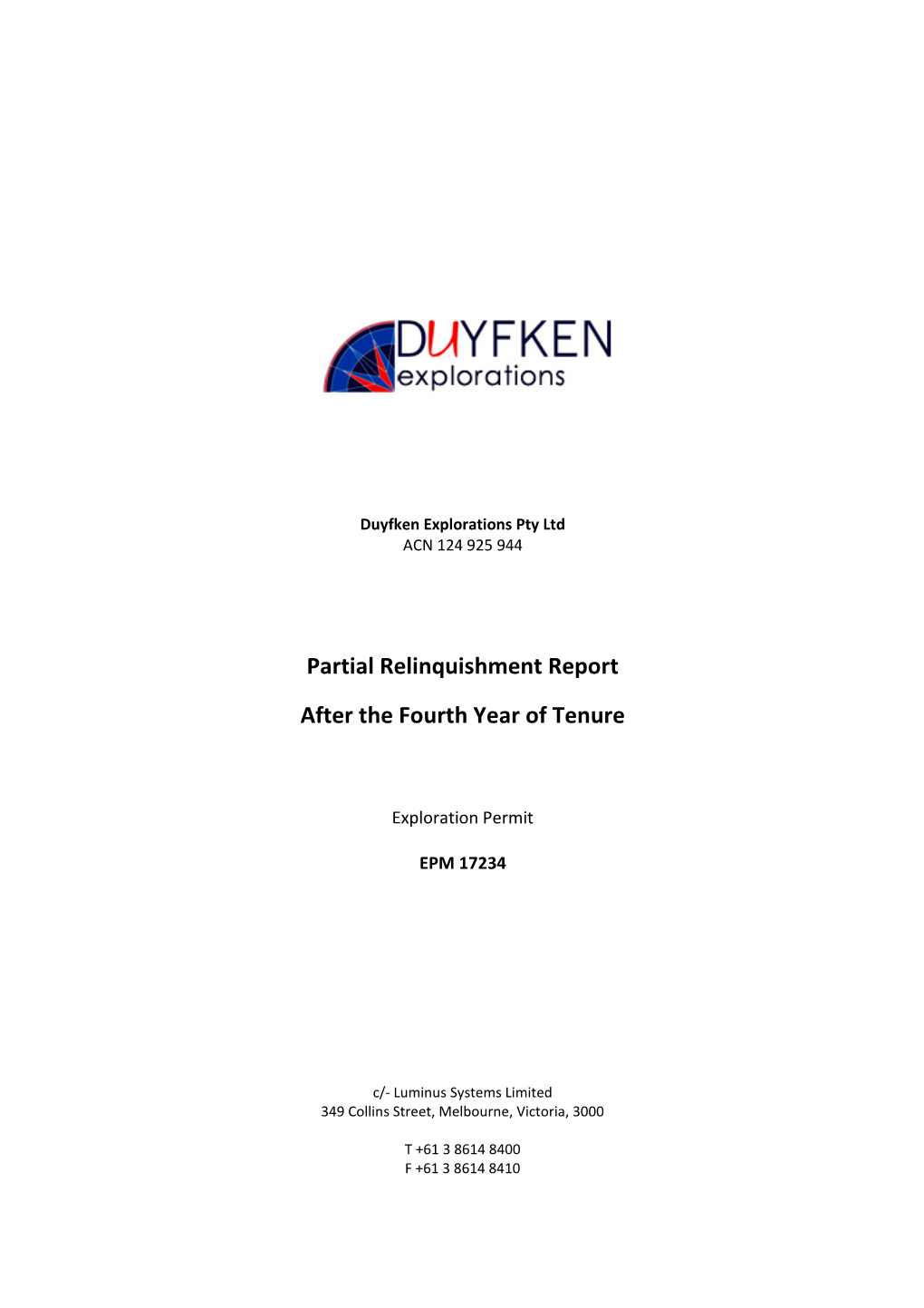 Partial Relinquishment Report After the Fourth Year of Tenure