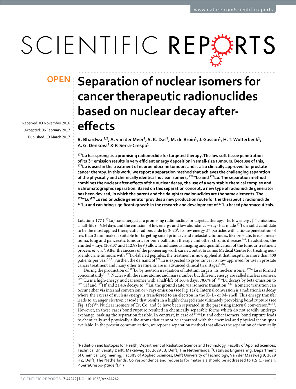 Separation of Nuclear Isomers for Cancer Therapeutic Radionuclides