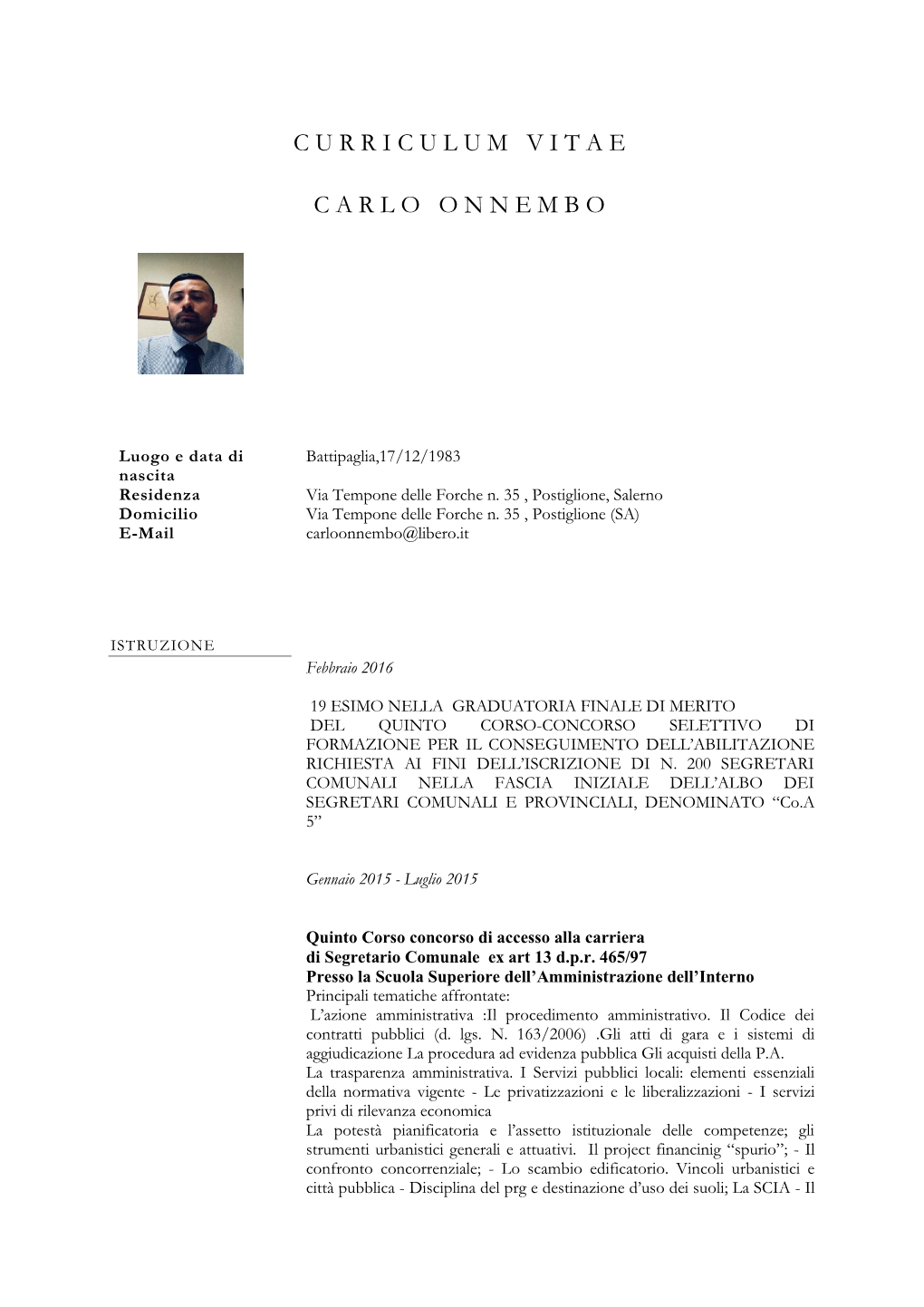 Curriculum Vitae Carlo Onnembo