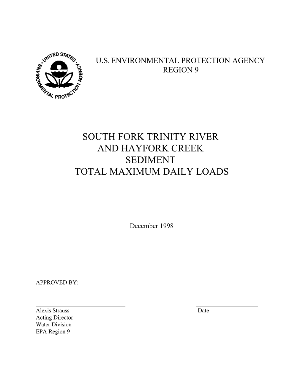 South Fork Trinity River and Hayfork Creek Sediment Total Maximum Daily Loads