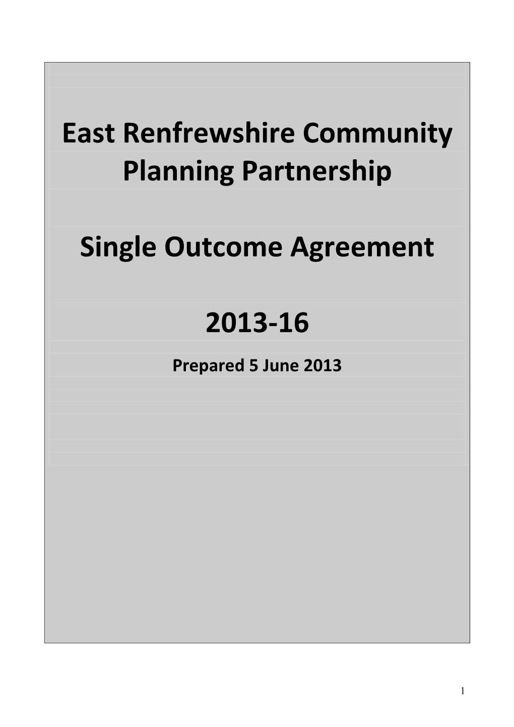 Single Outcome Agreement, East Renfrewshire