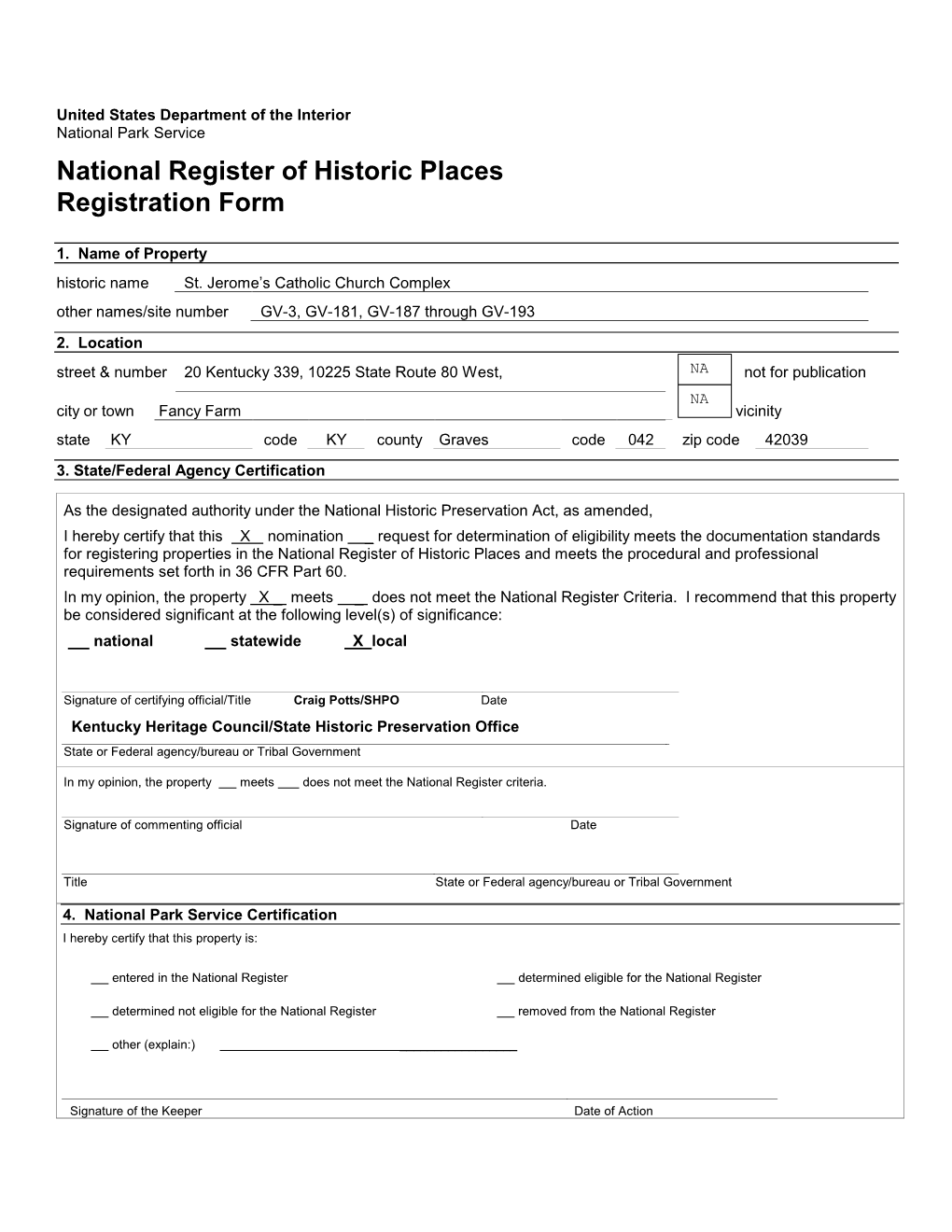 NPS Form 10 900 OMB No. 1024 0018