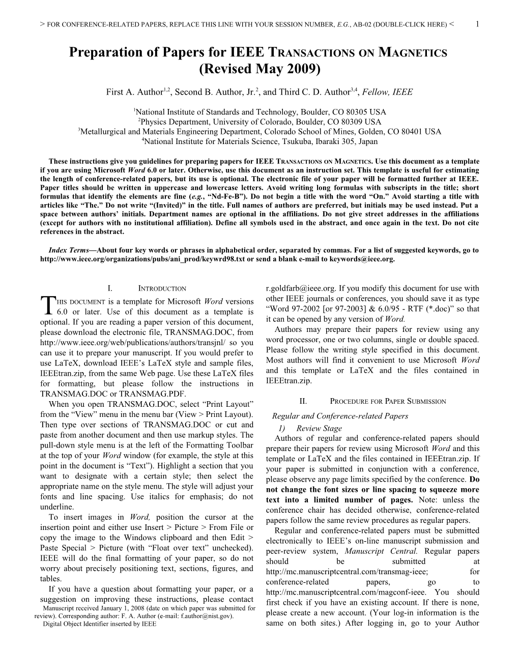 First A. Author1,2, Second B. Author, Jr.2, and Third C. D. Author3,4, Fellow, IEEE