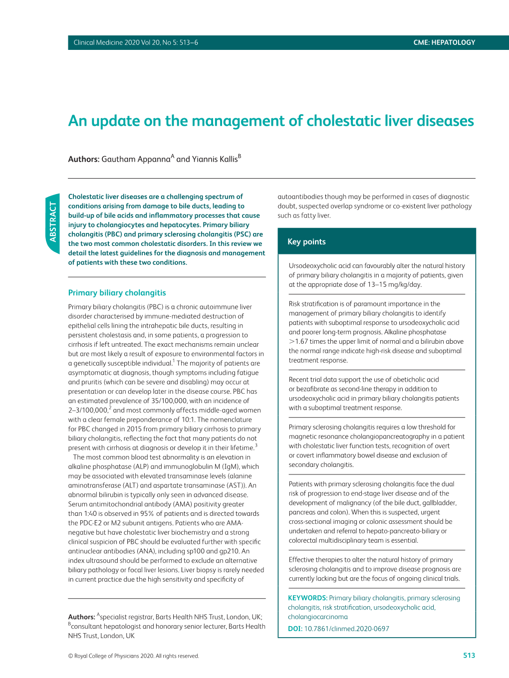 An Update on the Management of Cholestatic Liver Diseases