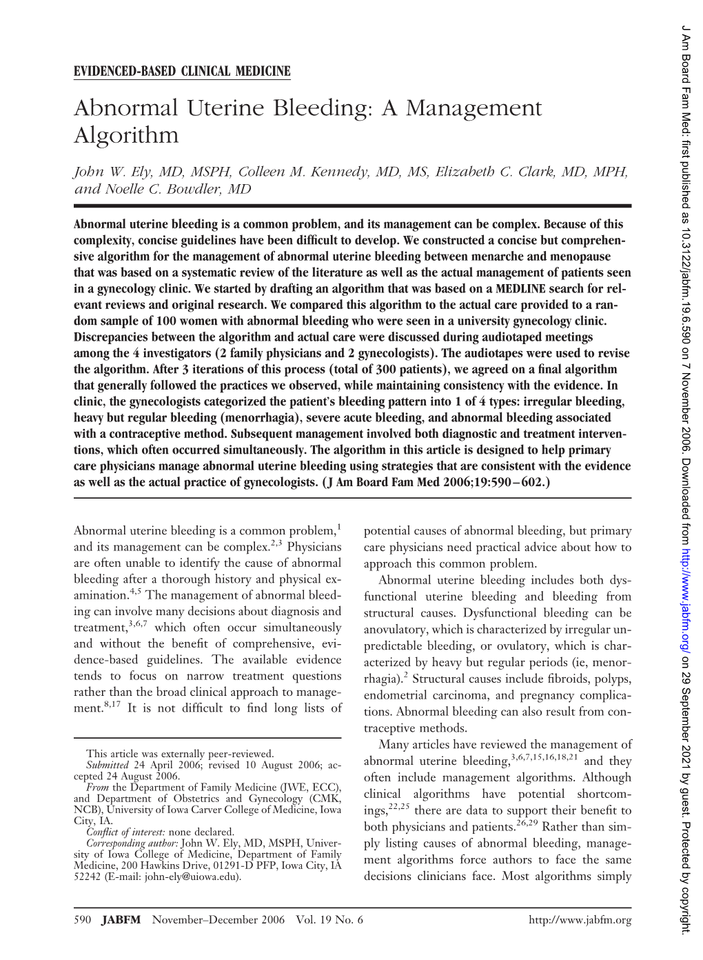 Abnormal Uterine Bleeding: a Management Algorithm