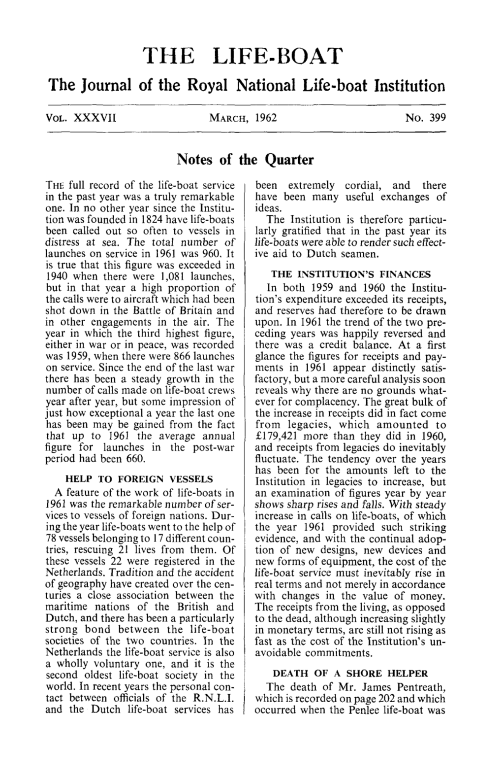 THE LIFE-BOAT the Journal of the Royal National Life-Boat Institution