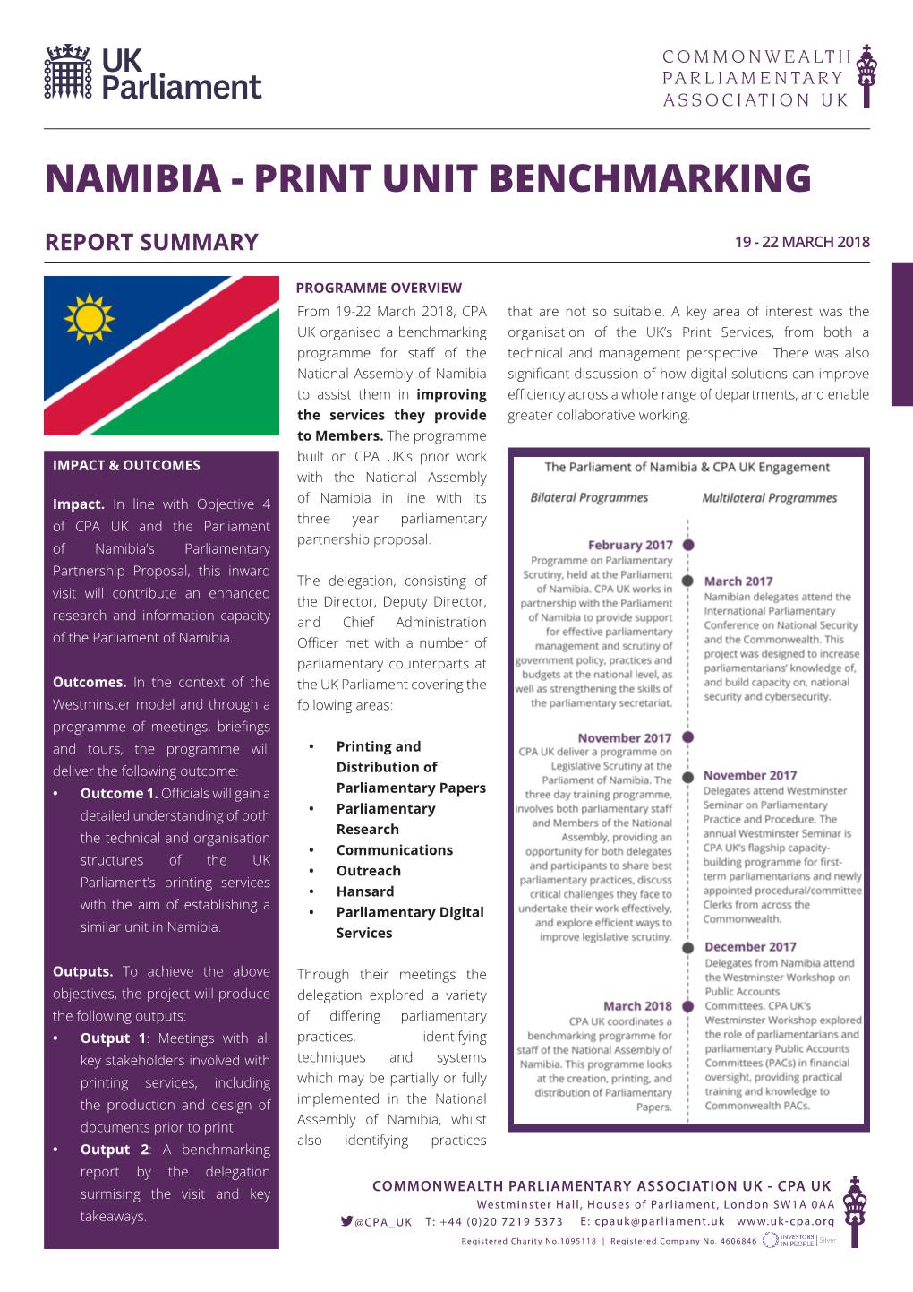 Namibia - Print Unit Benchmarking