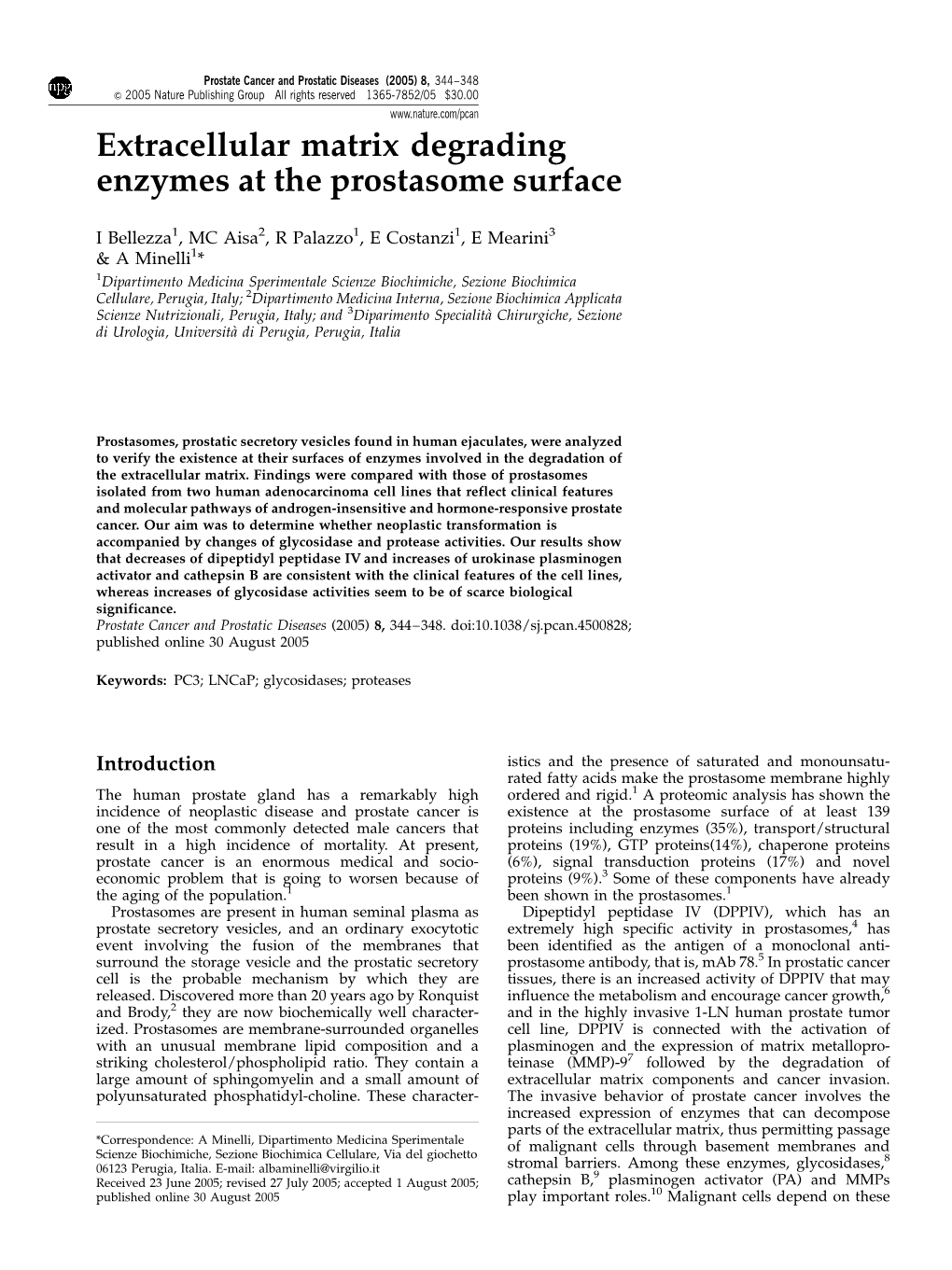 Extracellular Matrix Degrading Enzymes at the Prostasome Surface