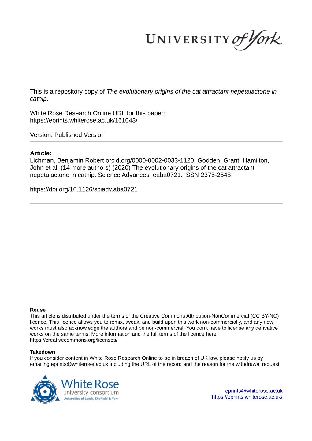 The Evolutionary Origins of the Cat Attractant Nepetalactone in Catnip