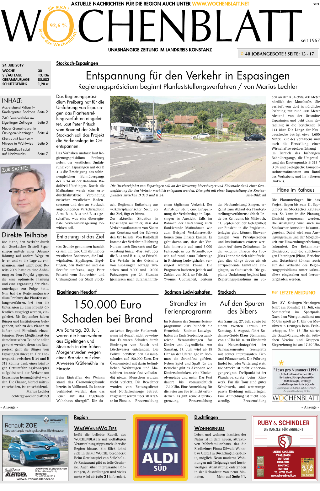 Singener Wochenblatt Vom 24. Juli 2019