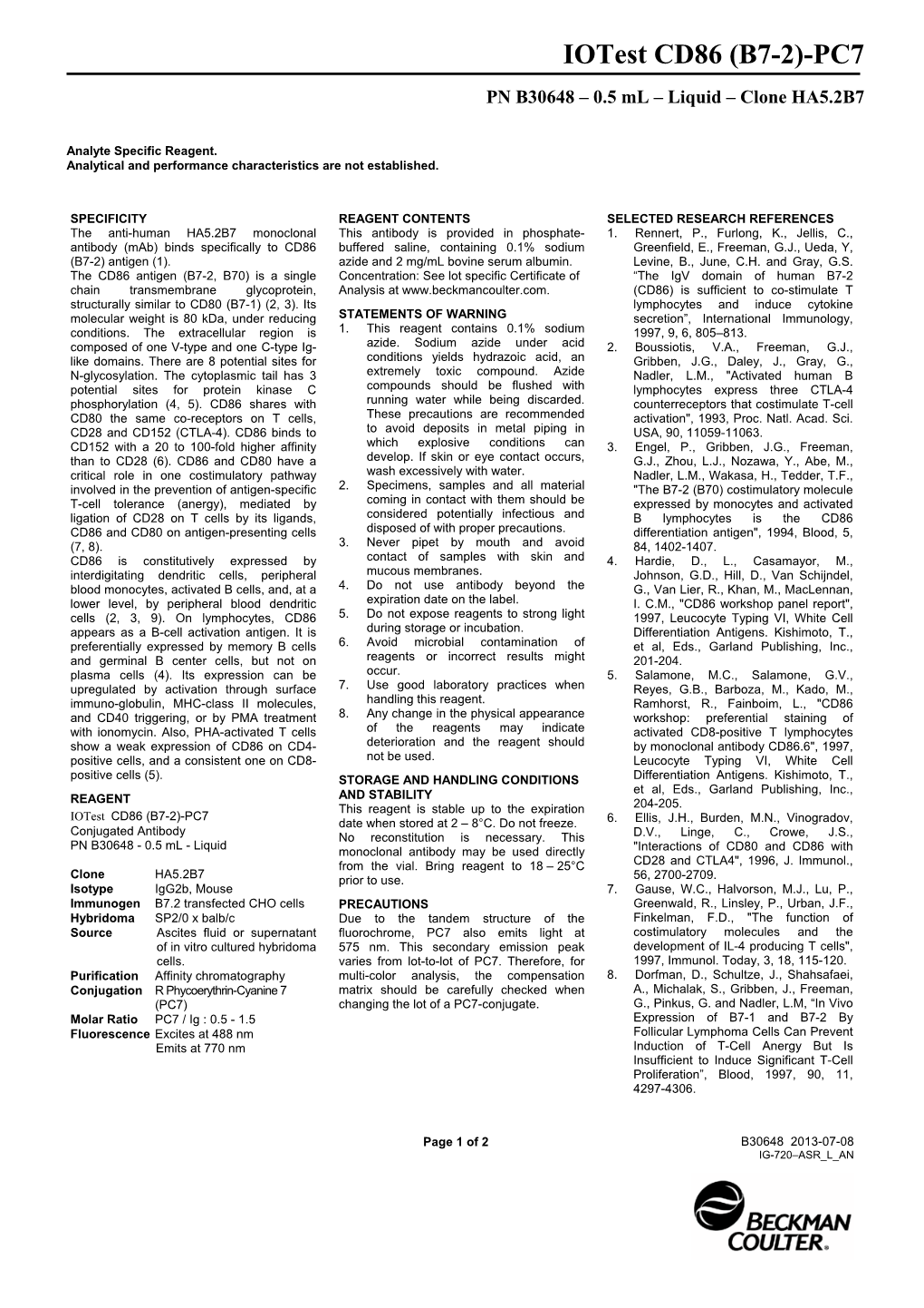 Iotest CD86 (B7-2)-PC7