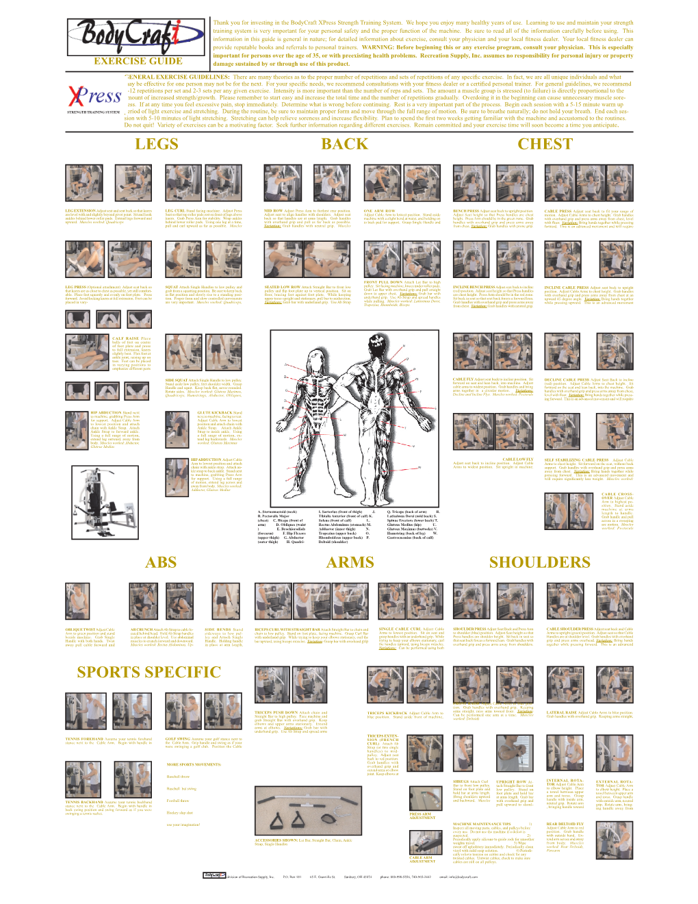 Bodycraft Xpress Exercise Guid