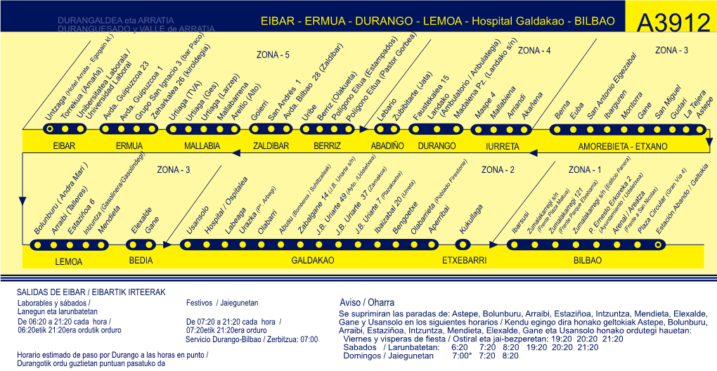 EIBAR - ERMUA - DURANGO - LEMOA - Hospital Galdakao - BILBAO DURANGUESADO Y VALLE De ARRATIA A3912
