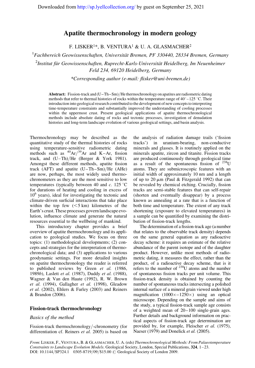 Apatite Thermochronology in Modern Geology