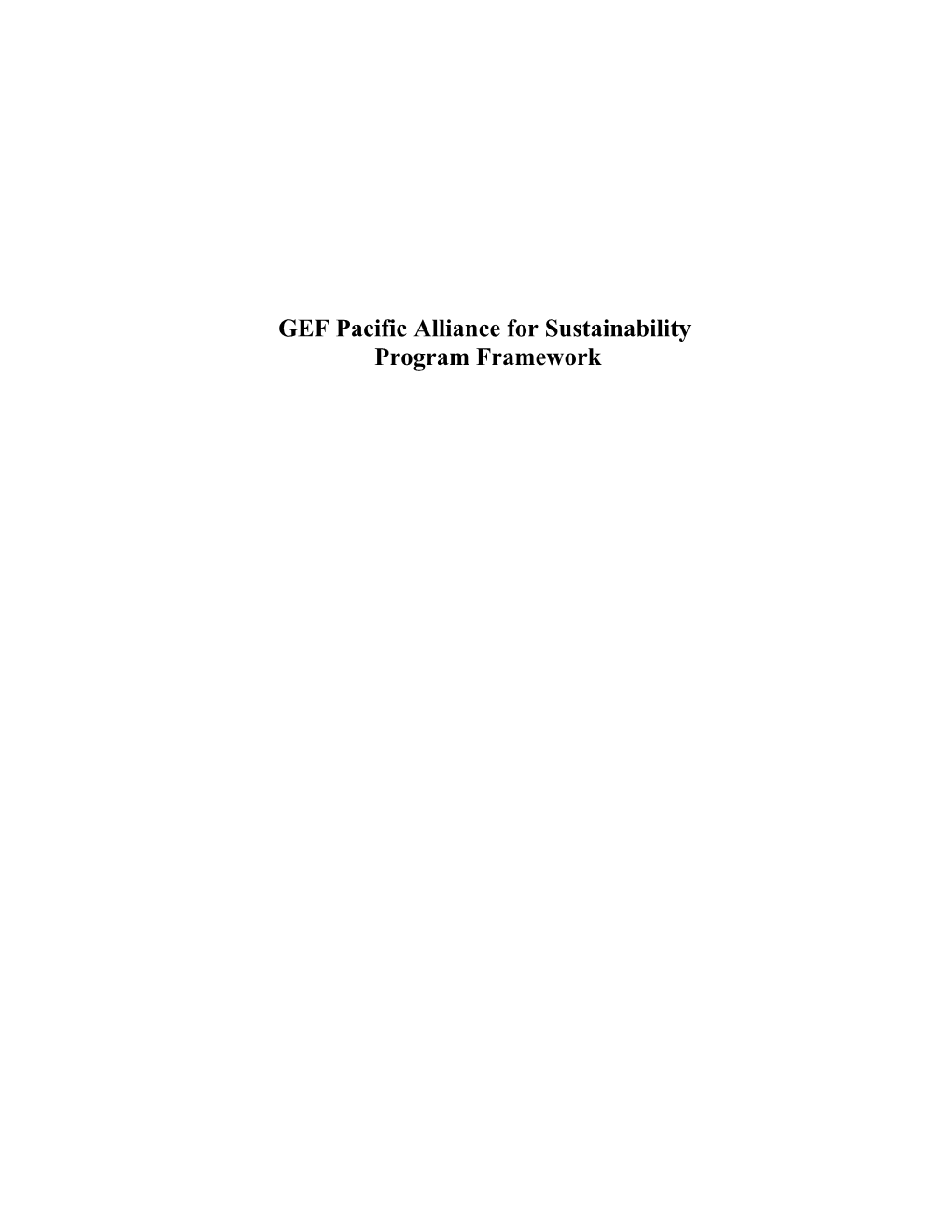 GEF Pacific Alliance for Sustainability