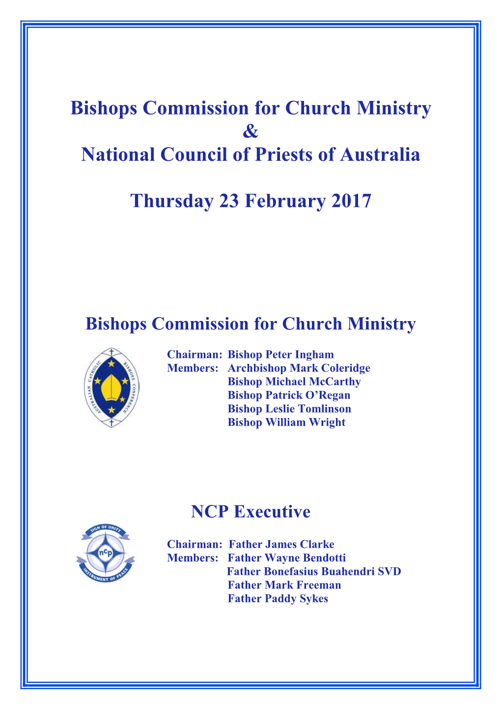 Bishops Commission for Church Ministry & National Council Of