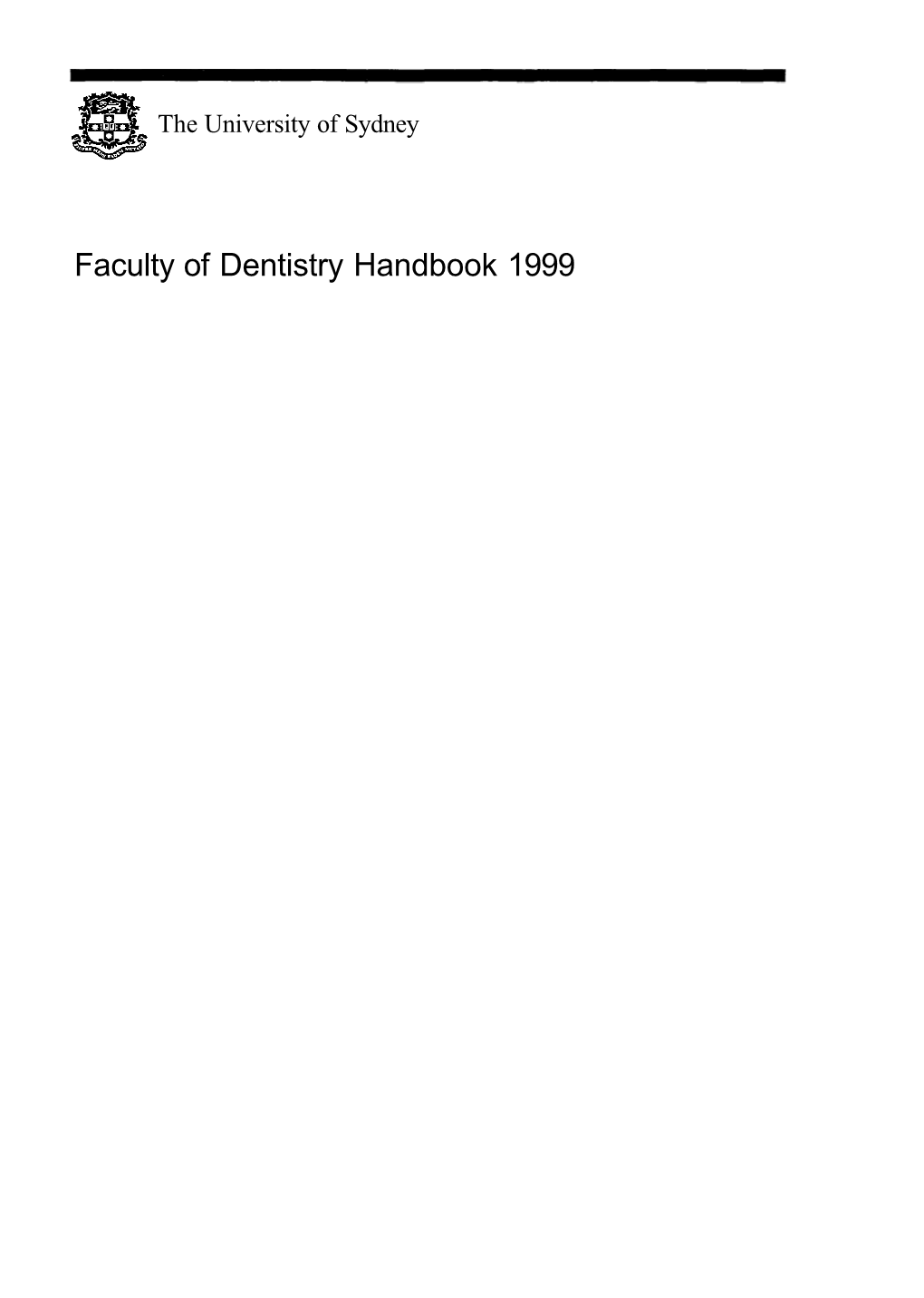 Faculty of Dentistry Handbook 1999