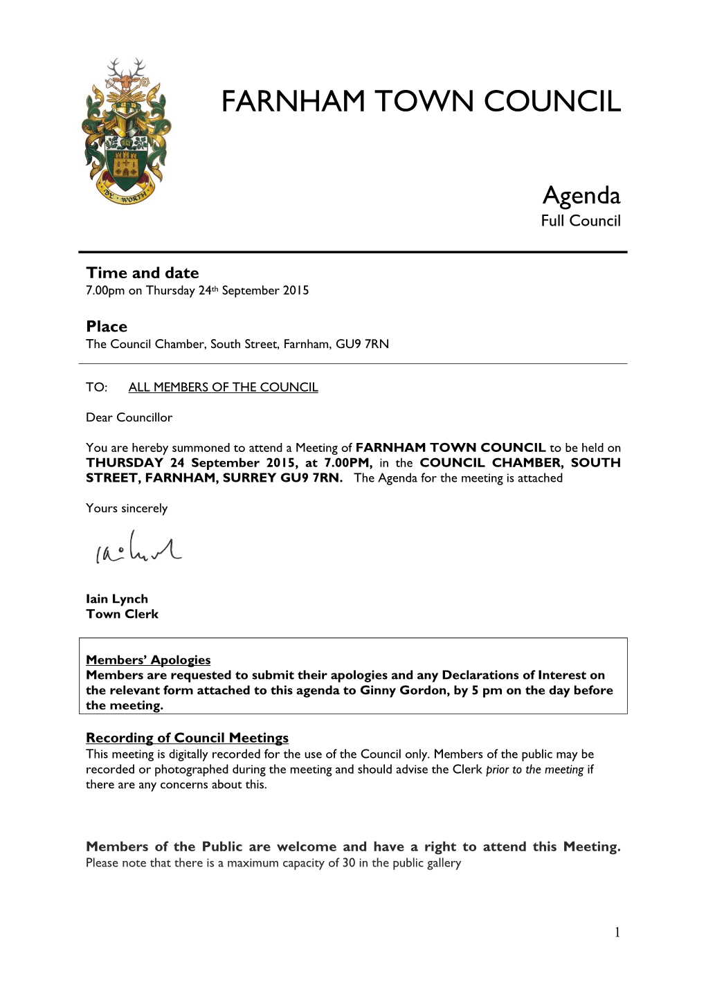 Council Meeting Agenda