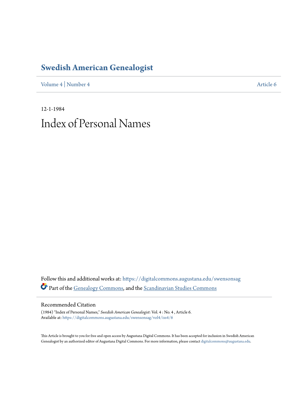 Index of Personal Names