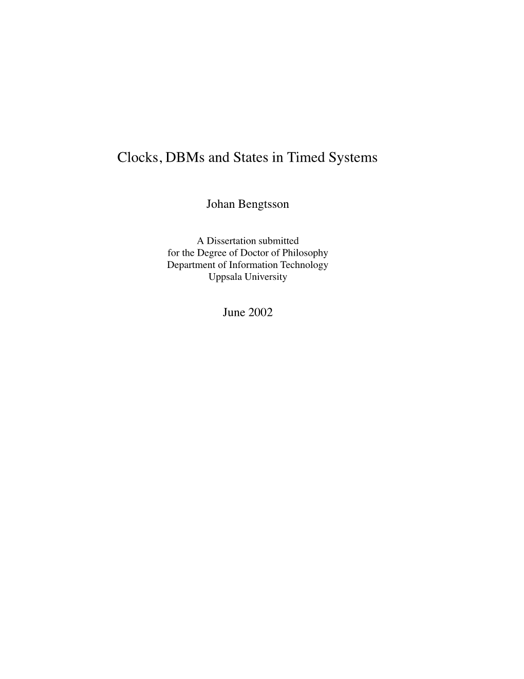 Clocks, Dbms and States in Timed Systems