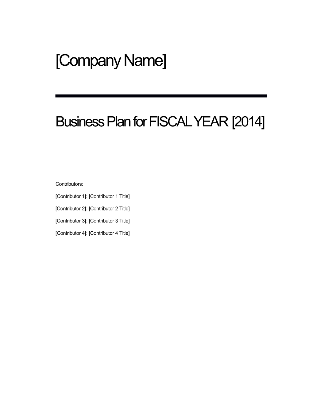 Business Plan for FISCAL YEAR 2014