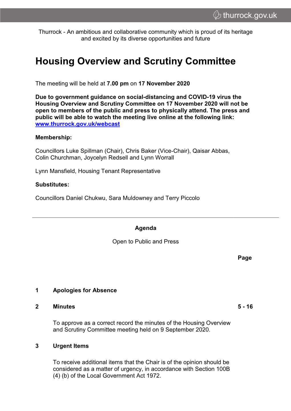 (Public Pack)Agenda Document for Housing Overview and Scrutiny