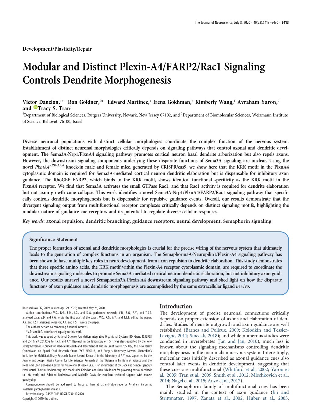 Modular and Distinct Plexin-A4/FARP2/Rac1 Signaling Controls Dendrite Morphogenesis