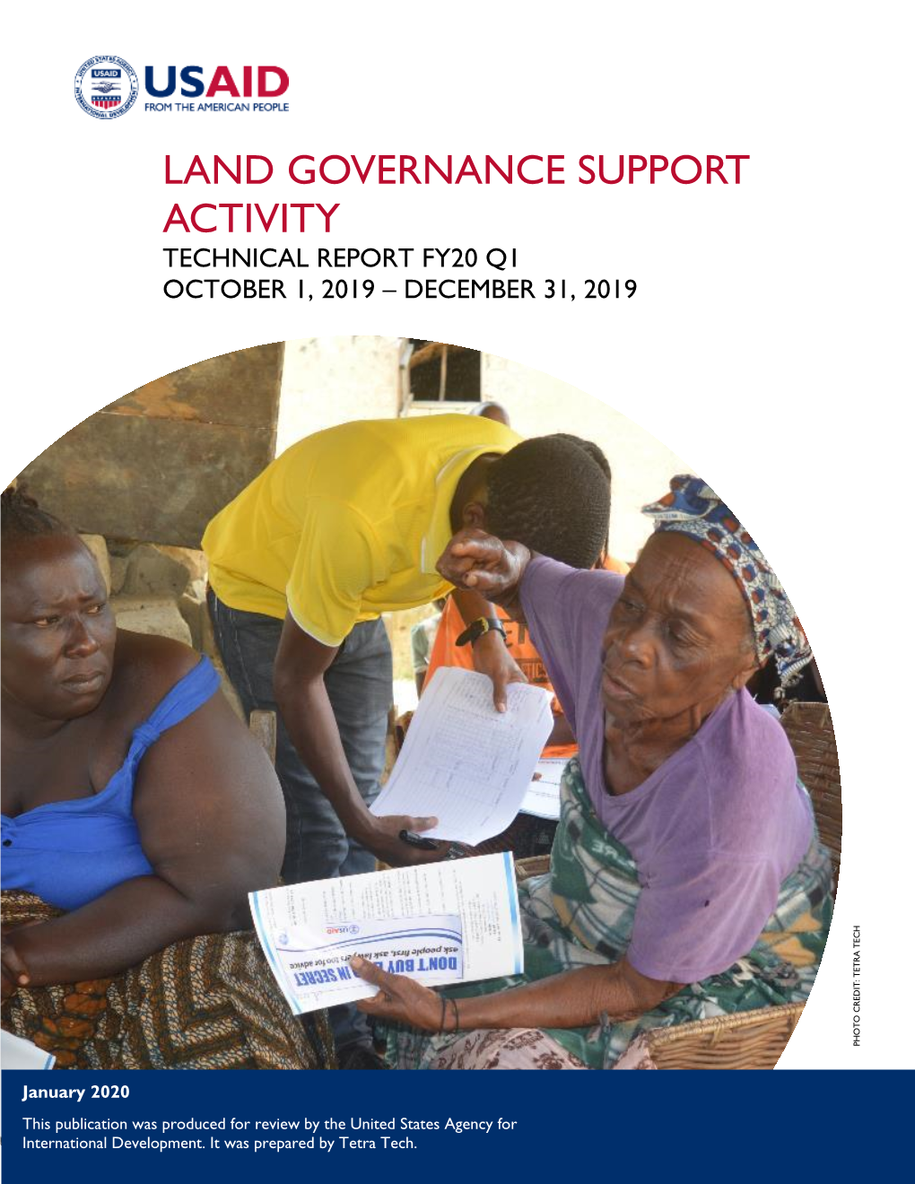 Land Governance Support Activity Technical Report Fy20 Q1 October 1, 2019 – December 31, 2019