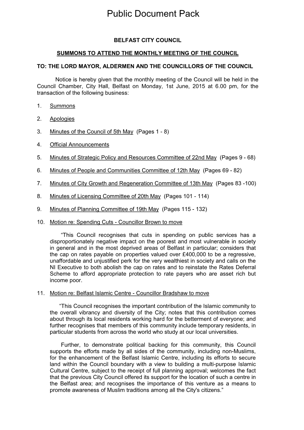 (Public Pack)Agenda Document for Council, 01/06/2015 18:00