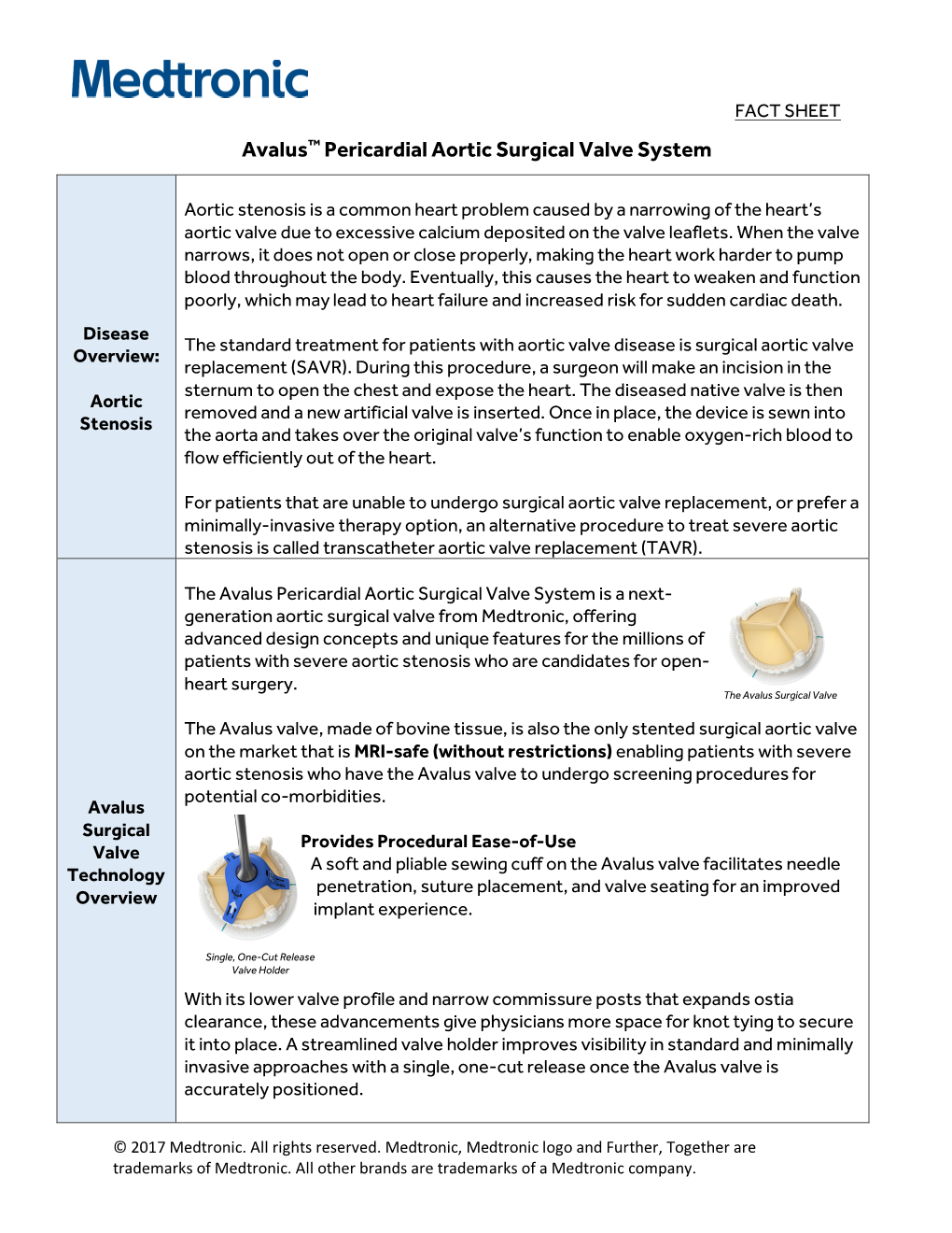 Avalus™ Pericardial Aortic Surgical Valve System