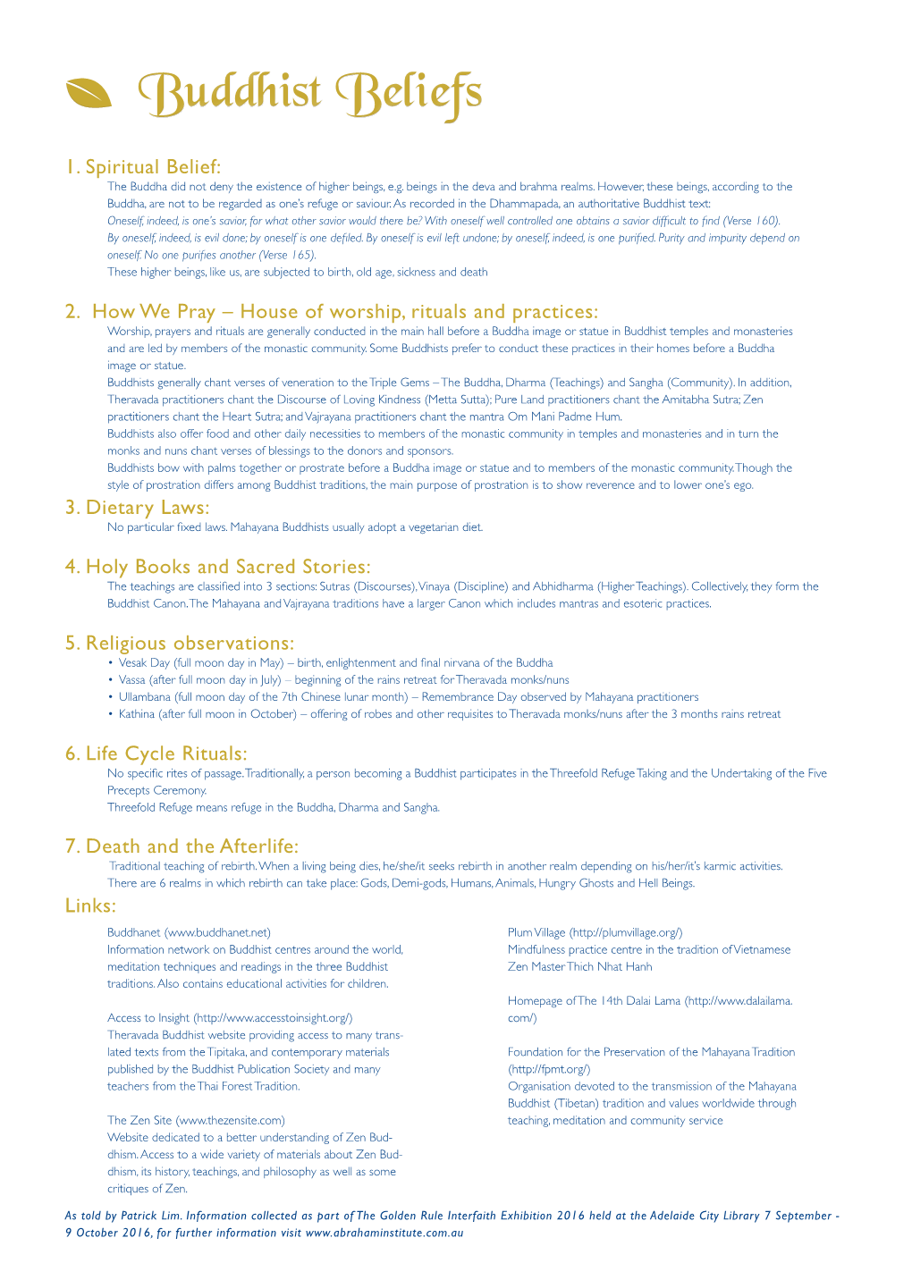 PDF of Buddhist Beliefs & Information